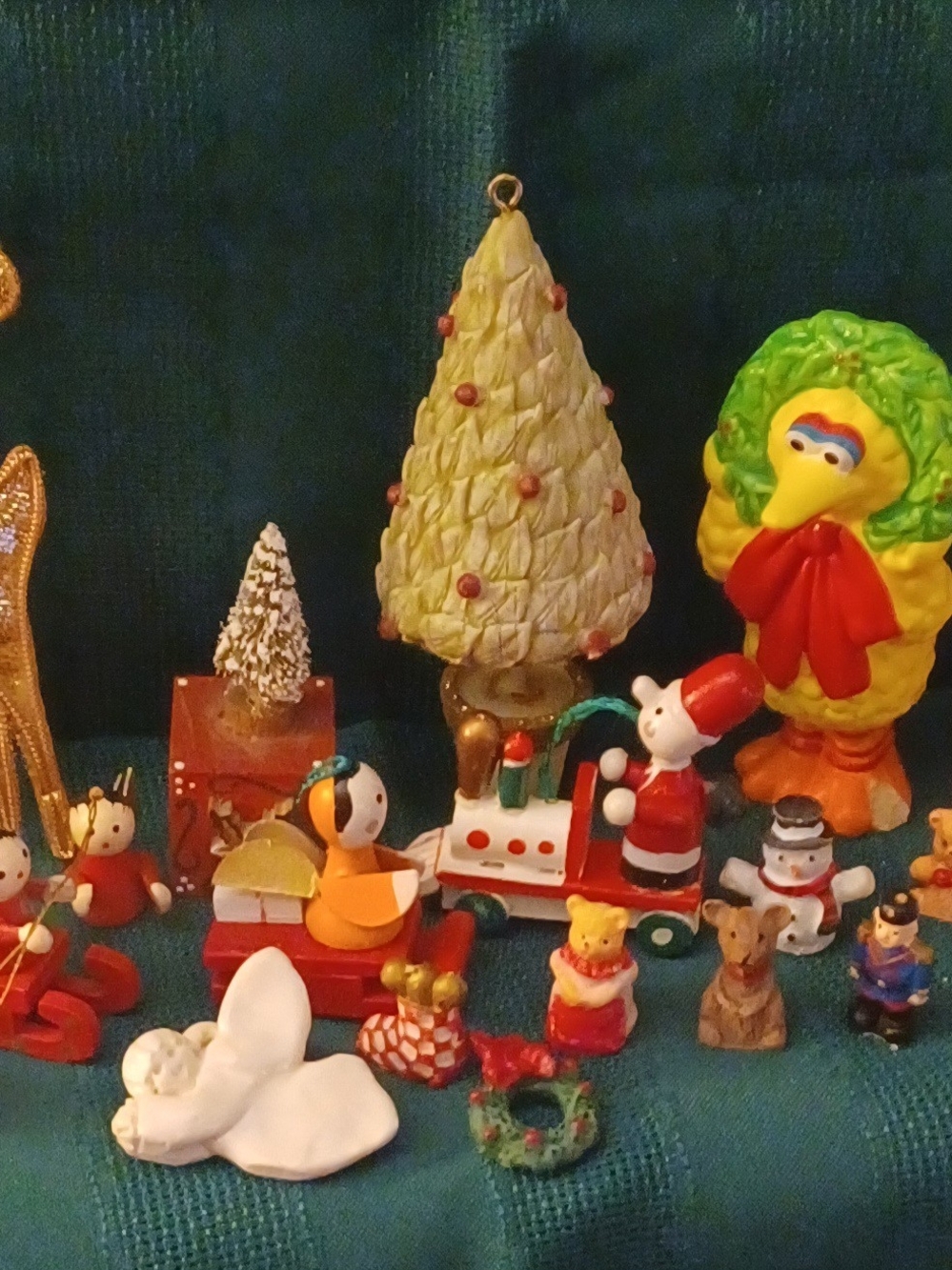 Holiday Christmas Figurine Set in Green and Red
